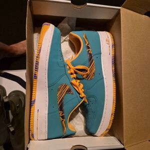 Vibrant Teal and Orange Men's Sneakers